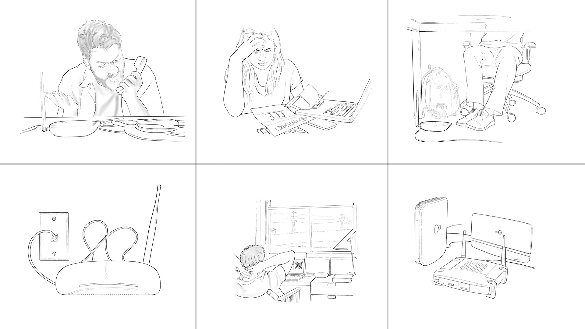 sketches of problems with internet routers