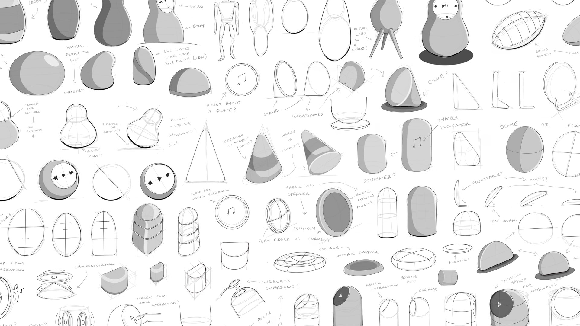 Gloo initial design digital sketches of smart speaker