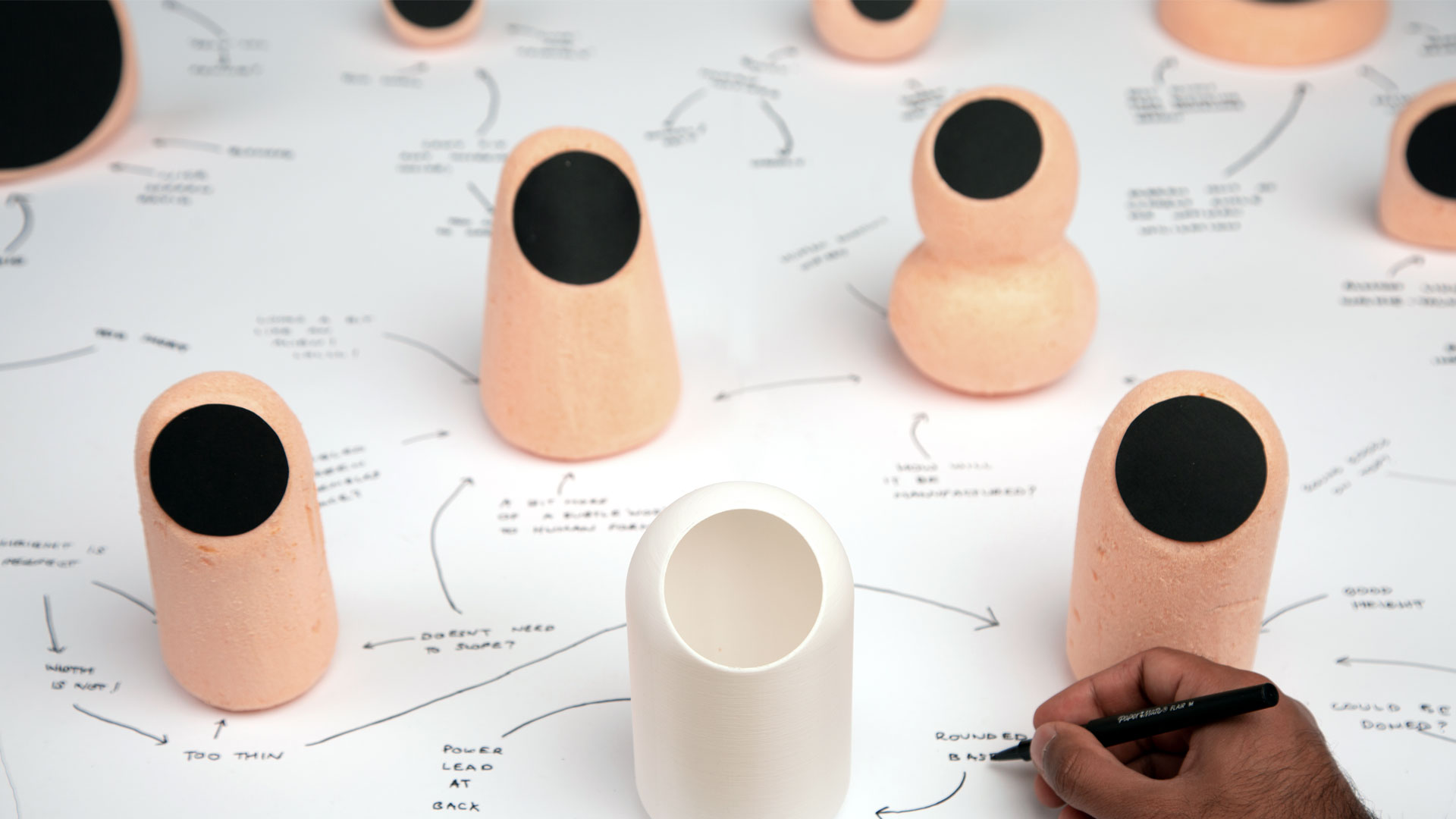 Gloo design development blue foam models for smart speaker