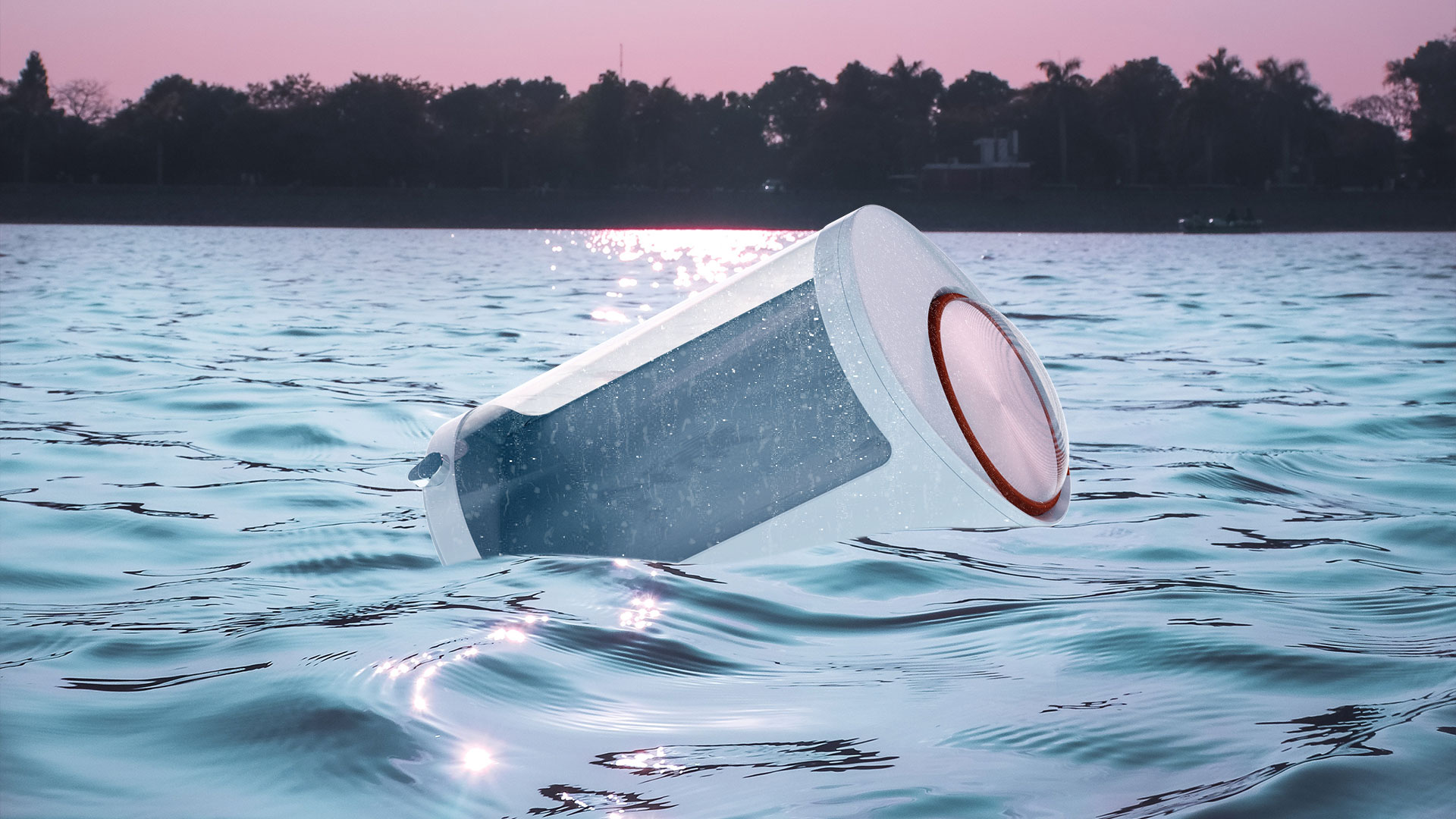 insitu render of stil water purifier in the sea