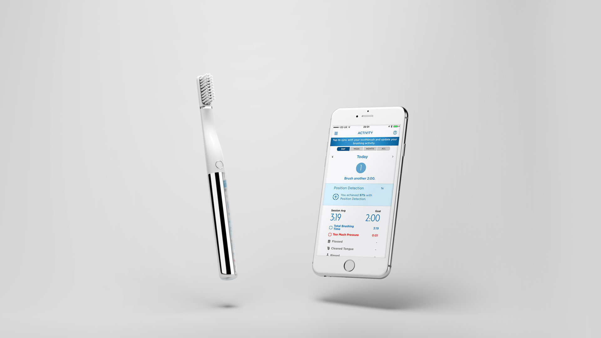 Phone render of Way electric smart toothbrush